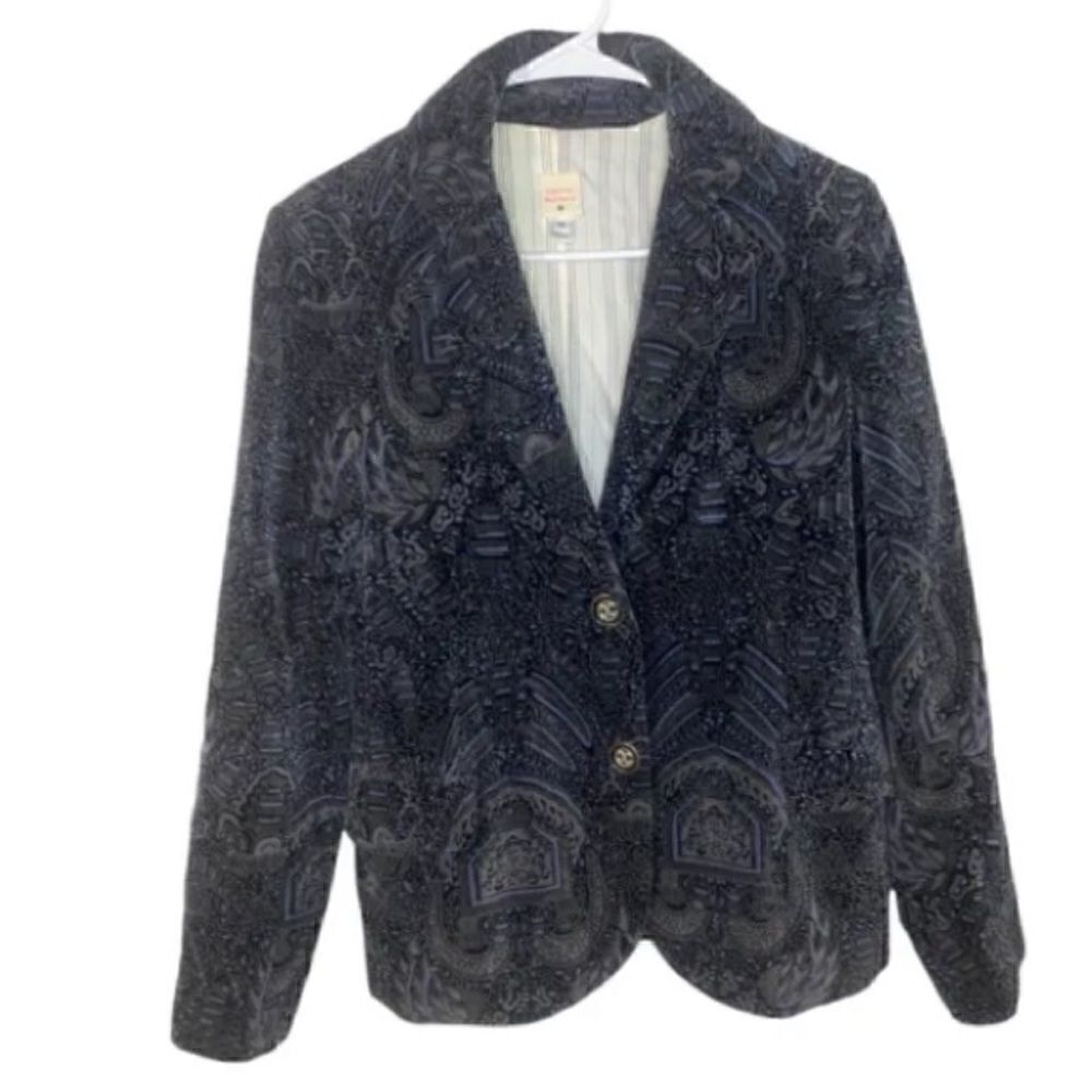 Anthropologie Lauren Moffatt faux velvet blazer size M